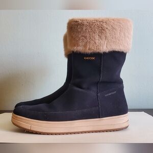 Geox Girls Waterproof Ankle Boots, Dark Navy Suede, Size 5.5 Big Kids